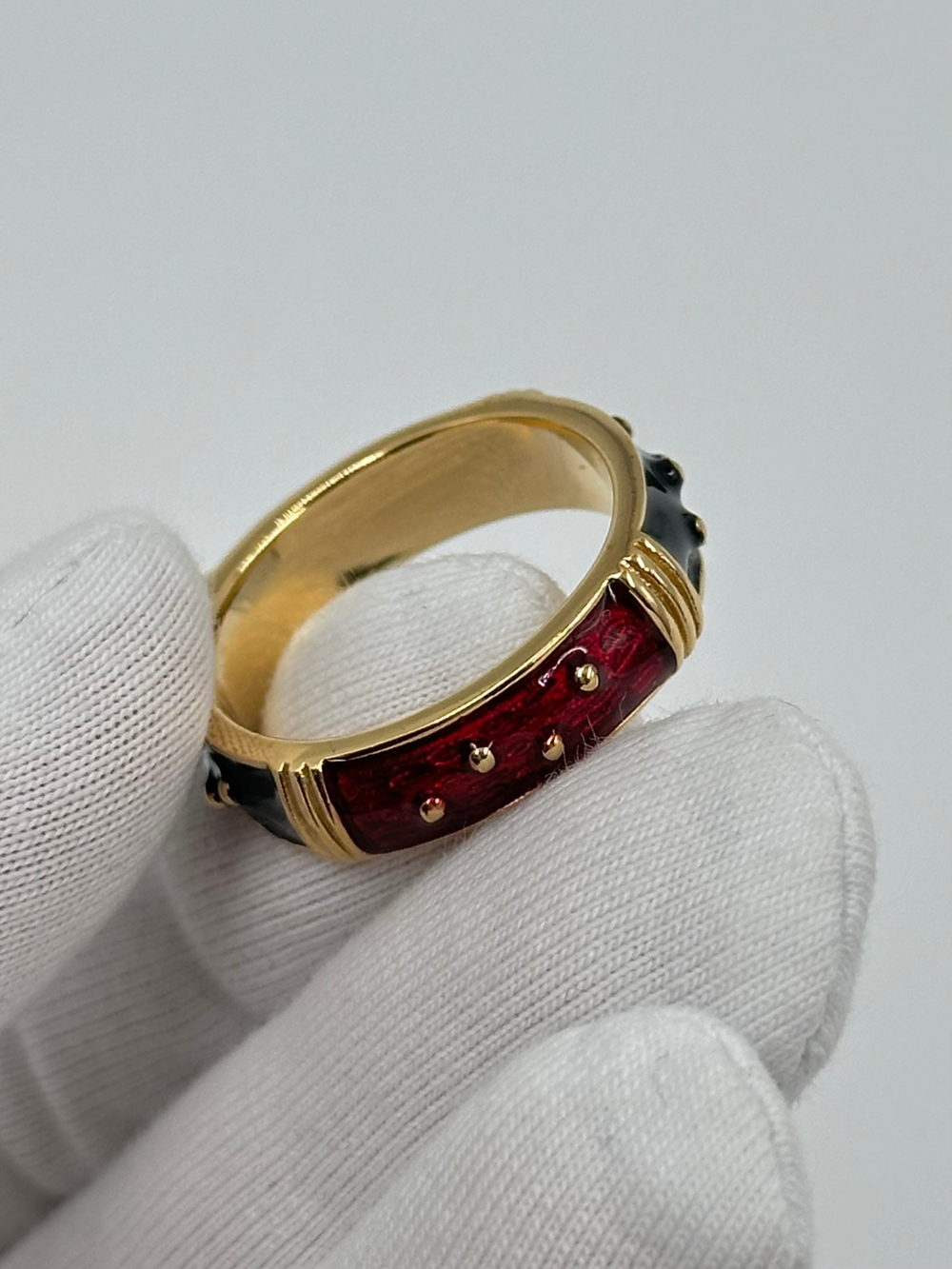 Кольцо с красной и чёрной эмалью Joan Rivers