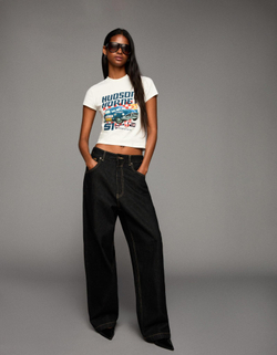 BERSHKA Футболка с принтом Cars, белый