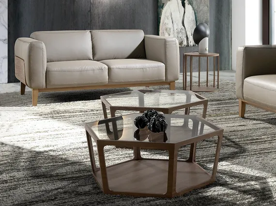 Двухместный диван Angel Cerda 5353-2P, серо-бежевая кожа