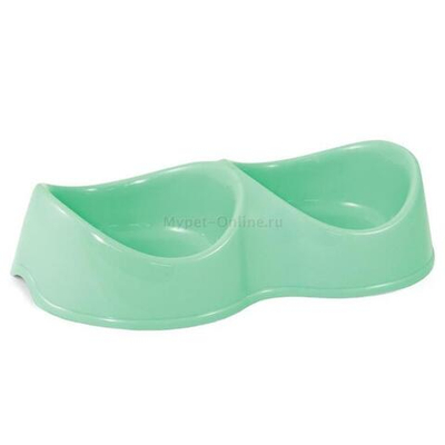 Миска пластиковая двойная "Бисквит", бирюзовая, 2*0,2л, Gamma