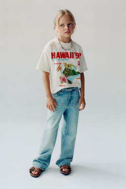 ZARA ФУТБОЛКА С ЭФФЕКТОМ ПОТЕРТОСТИ И НАДПИСЬЮ, ЭКРЮ