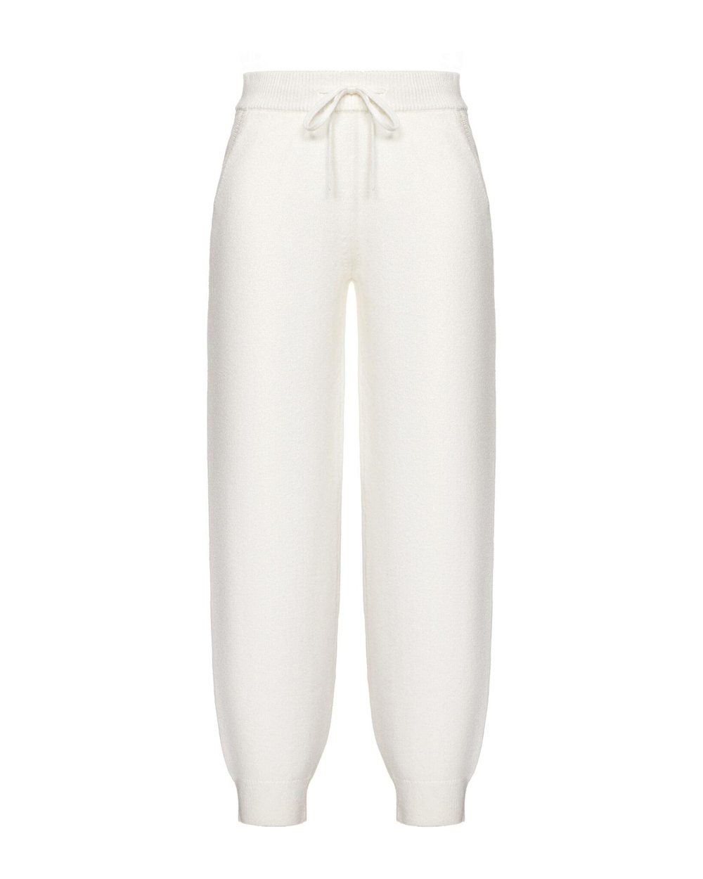 Комплект кардиган на молнии с капюшоном и брюки зауженные из кашемира, белый