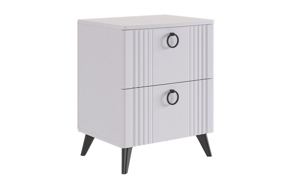 Тумба прикроватная "Ева" 2 (Белое дерево/Белый матовый)