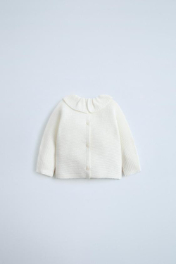 ZARA СВИТЕР С ВОЛАНАМИ, СВЕТЛЫЙ ЭКРЮ