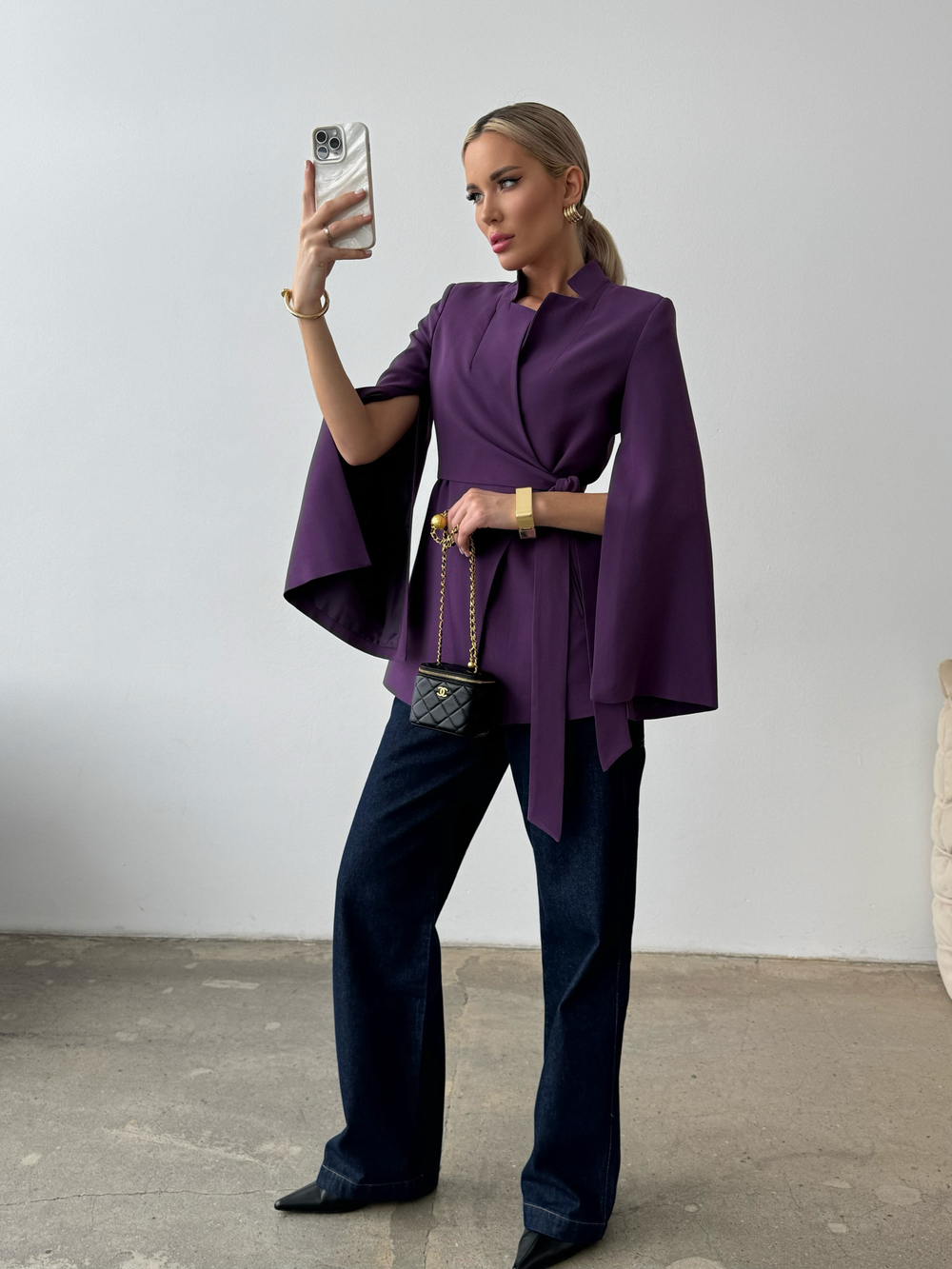 Пиджак классический кейп с запахом