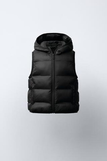ZARA УЛЬТРАЛЕГКИЙ ЖИЛЕТ WATER REPELLENT, ЧЕРНЫЙ