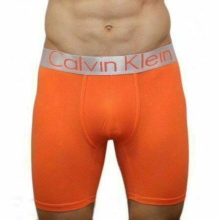 Мужские трусы боксеры удлиненные Calvin Klein оранжевые