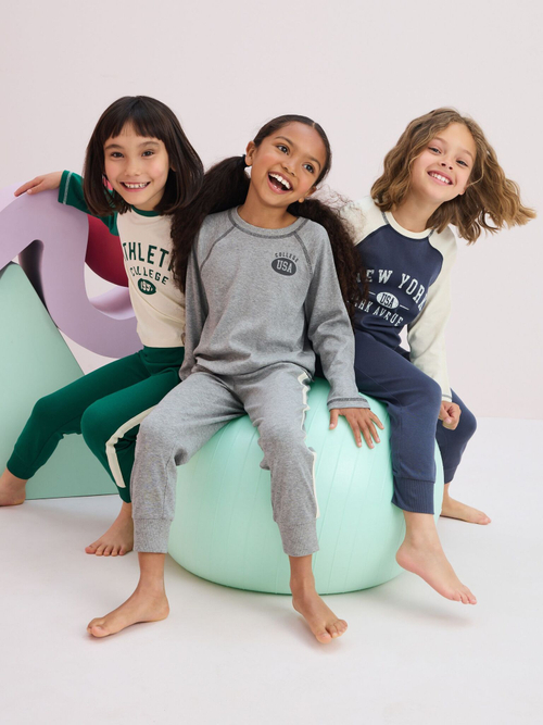 Пижама для девочки Next Q96-928, 3 шт., Зеленый, Серый