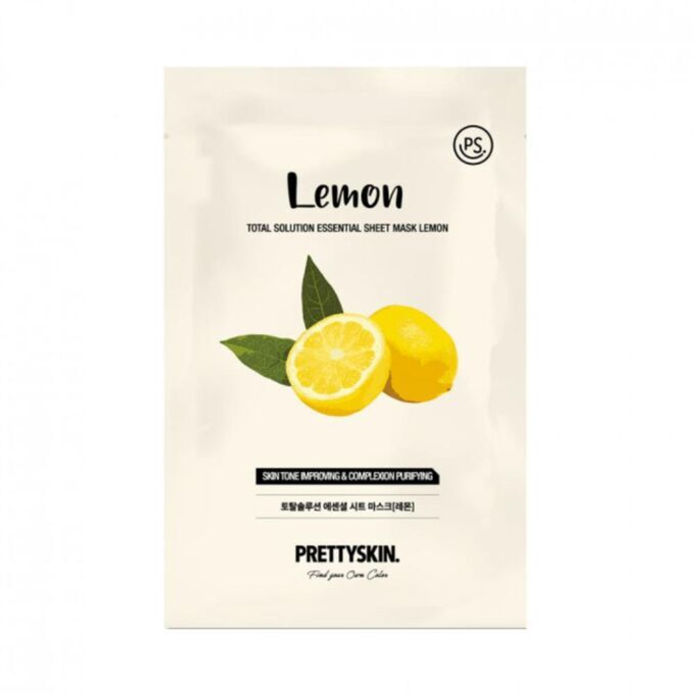 Тканевая маска с экстрактом лимона PRETTYSKIN Total Solution Essential Sheet Mask Lemon