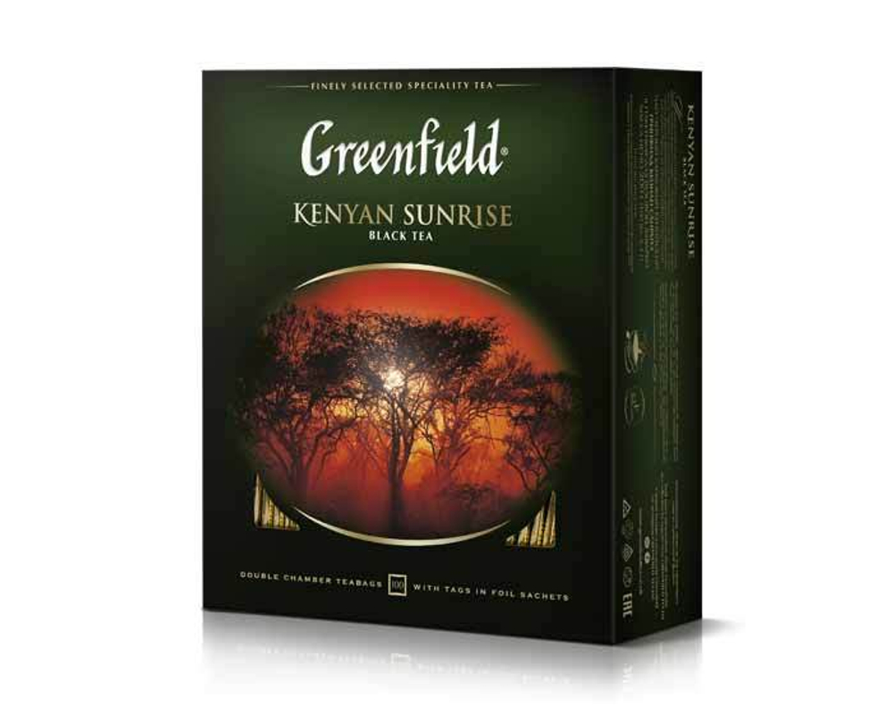 Чай черный в пакетиках из фольги Greenfield Kenyan Sunrise, 100 пак/уп