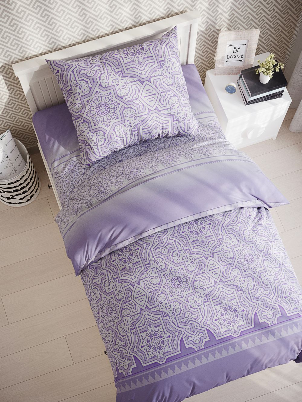 Постельное белье бязь Сказка "Менифа" 1,5-сп наволочка 50х70 1шт Простынь 150x215 см пододеяльник 145х215