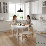 Стол кухонный 100х100х73, Вестфалия, круглый, раздвижной, столовый, в гостиную, массив сосны, Диаметр 140 см, белый воск, Dipriz