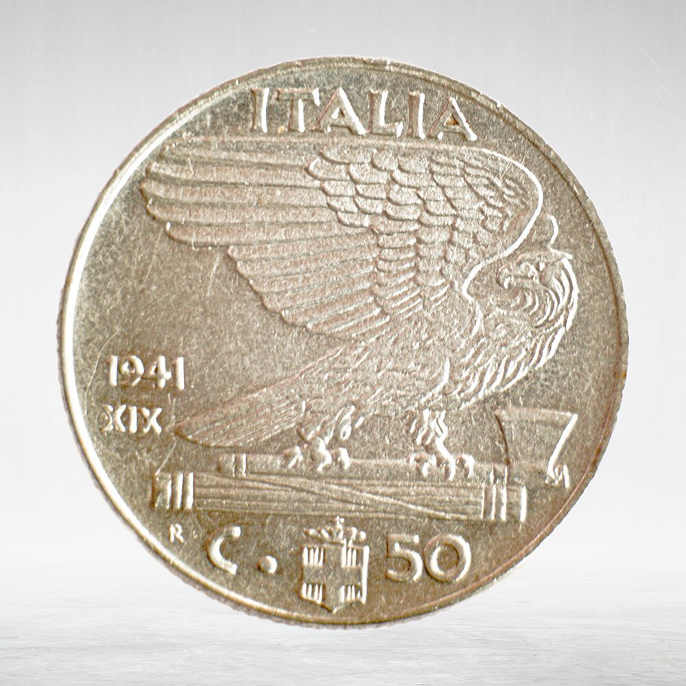Italy 50 Centesimi 1941 R "Victor Emmanuel III - Eagle and Fasces", XF