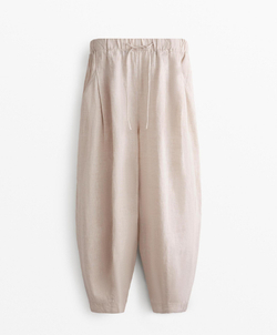 OYSHO Брюки-шаровары из 100% льна, песочный меланж