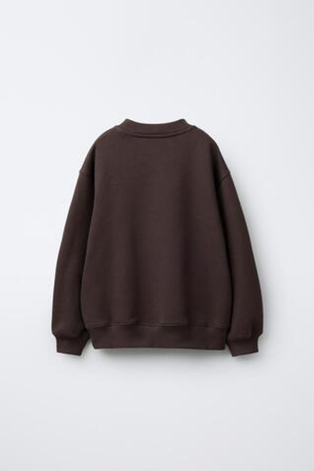 ZARA ТОЛСТОВКА С РЕЛЬЕФНОЙ НАДПИСЬЮ, КОРИЧНЕВЫЙ