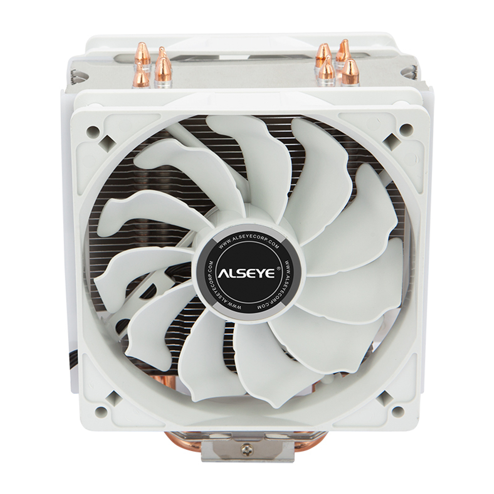 Кулер для CPU Alseye S120D, 2х120мм, 500-1700rpm, 4-pin, Al+Cu, серебристый-белый, 66CFM, 33.8дБ, 4-PIPE(прямой контакт), TDP 160Вт, INTEL 1700/1200/115x/775, AMD AM5/AM4/AM3(+)/AM2(+) (AS.01.07.0018)