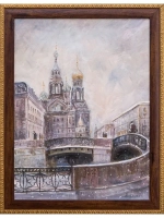 Картина акварелью "Спас-на-Крови" Лопухова