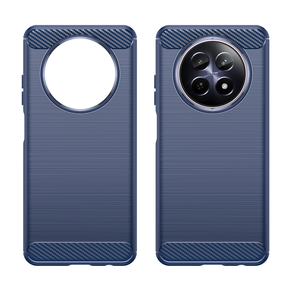 Чехол синего цвета с дизайном под карбон на Realme 12 5G, серия Carbon от Caseport