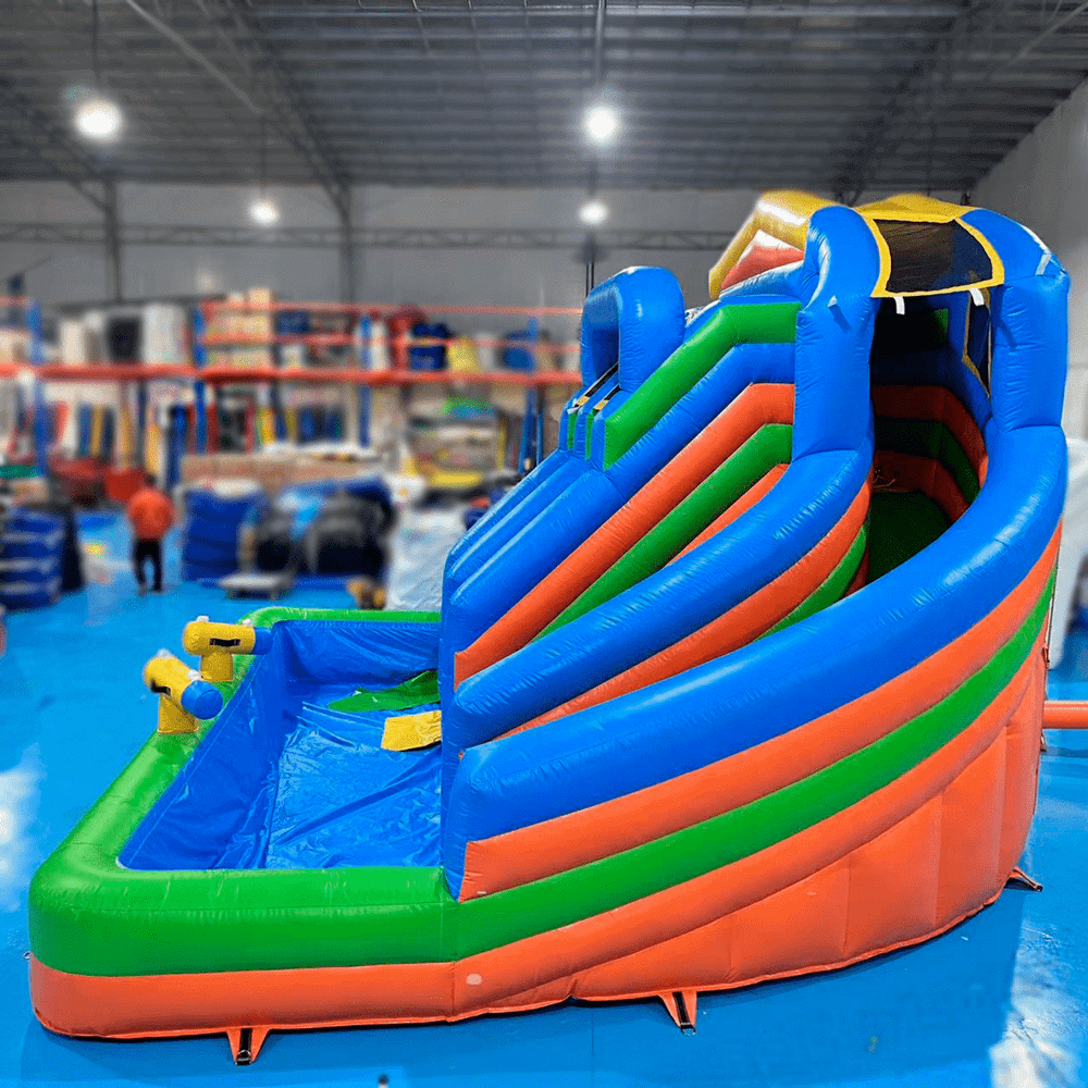 Надувной водный батут с бассейном «Колумбия» c одной лестницей, 6×6×5 м