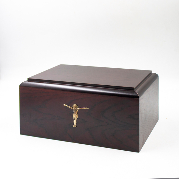 Урна для праха "Реквием M" красное дерево с декором Распятие