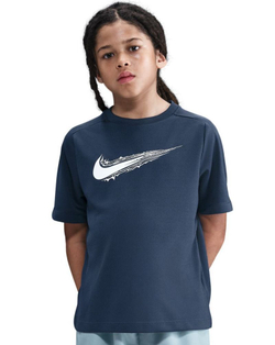 Детская теннисная футболка Nike Boys Multi Dri-FIT Short-Sleeve - midnight navy/white