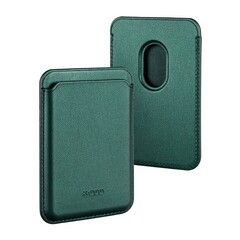 Кожаный чехол для пластиковых карт магнитный (MagSafe) / Картхолдер - кошелек для iPhone 12, 13 серии K-Doo Magsafe Leather Wallet (Зеленый)