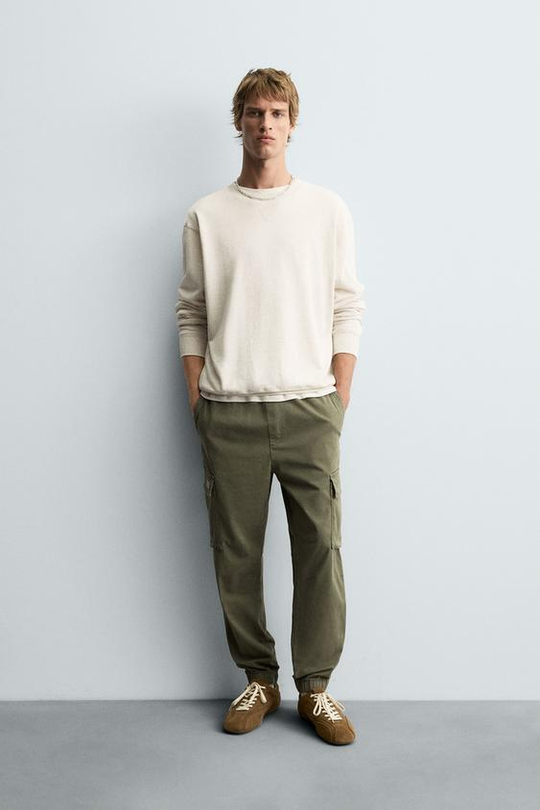 ZARA БРЮКИ КАРГО SLIM FIT, ХАКИ