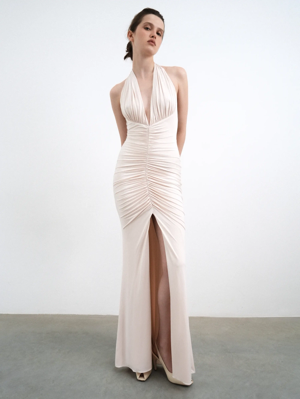 Луна макси (Luna maxi), платье макси из молочного бифлекса