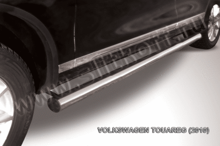 Пороги из нержавейки Volkswagen Touareg (2010-2014) d76 труба