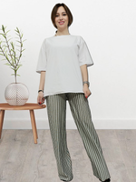 20623 Брюки-палаццо женские пике серо/белая полоска (56)