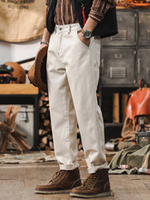 Американские ретро- белые джинсы для мужчин, свободные прямые брюки