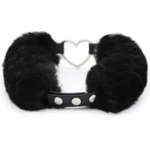 Черный меховой ошейник с металлическим сердечком (Цвет: черный)
