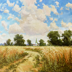 Трошина Елена Сергеевна (род. 1990). В поле. Холст, масло. Россия 2019.