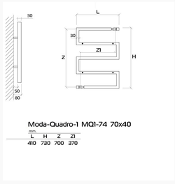 Moda-Quadro 1 полотенцесушитель водяной 70х40 (см)