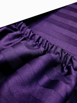 Постельное белье сатин-страйп Milky Garden "Черника" евро  Наволочка 50х70 см 2 шт Простынь на резинке 180x200 см Пододеяльник 200x215 см