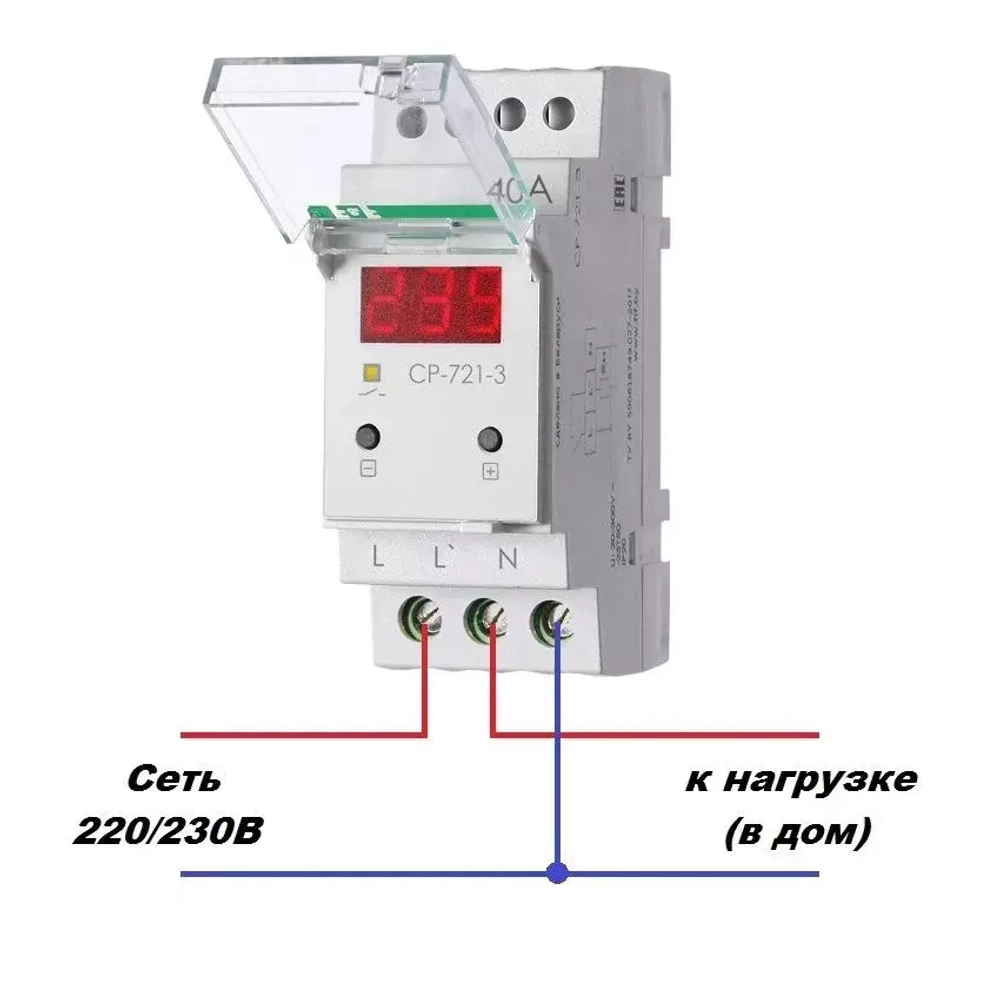 Реле контроля напряжения CP-721-3 1-фазн. 40А 1NO 100-450В AC