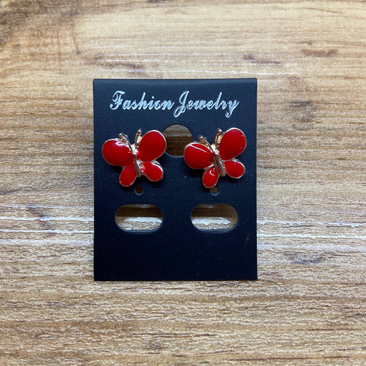 Серьги Small Бабочка эмаль цветная цвет красный металл золотистый