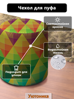 Чехол 42х43 на пуфик круглый с рисунком водонепроницаемый