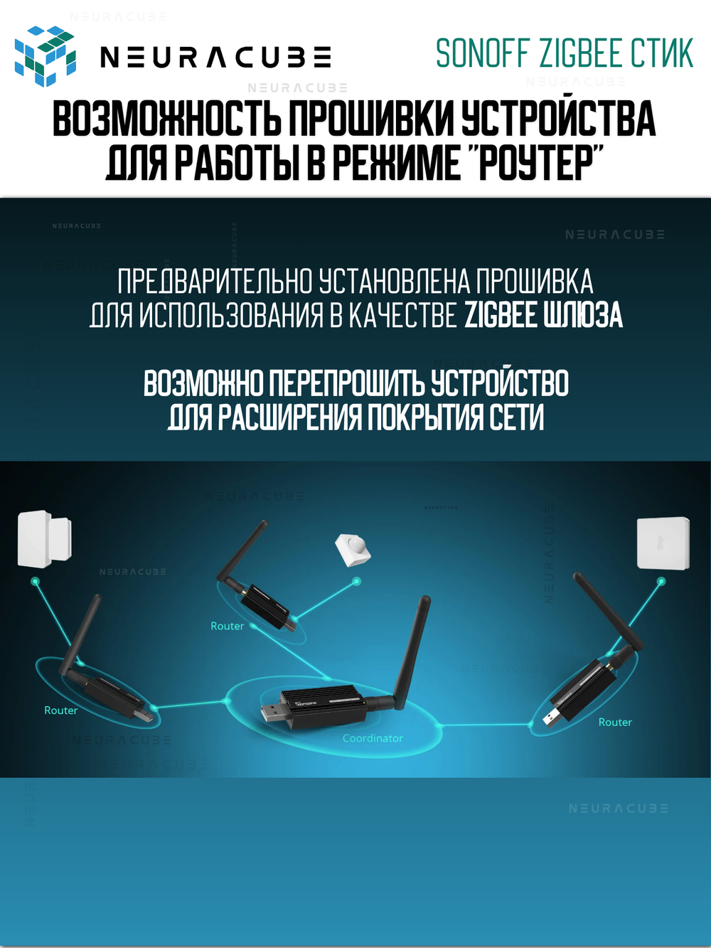 Zigbee 3.0 Стик SONOFF USB Dongle Plus-E (Координатор)