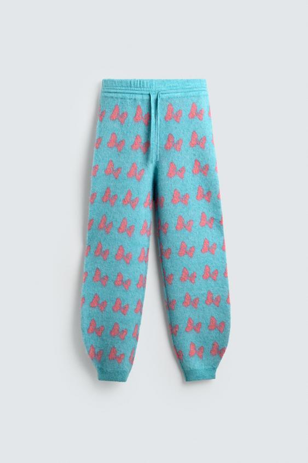 ZARA HARRY LAMBERT X DISNEY ТРИКОТАЖНЫЕ БРЮКИ С ИНТАРСИЕЙ И ЛЕНТАМИ, ГОЛУБОЙ