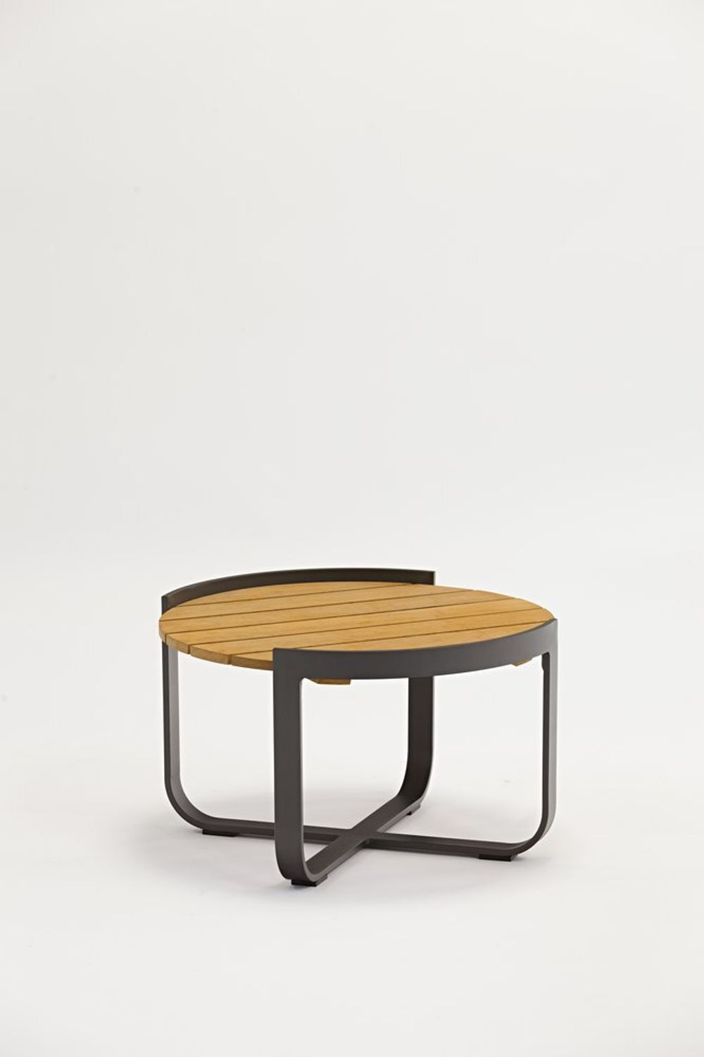 Boden, стол кофейный антрацит/натуральный, алюминий/тик