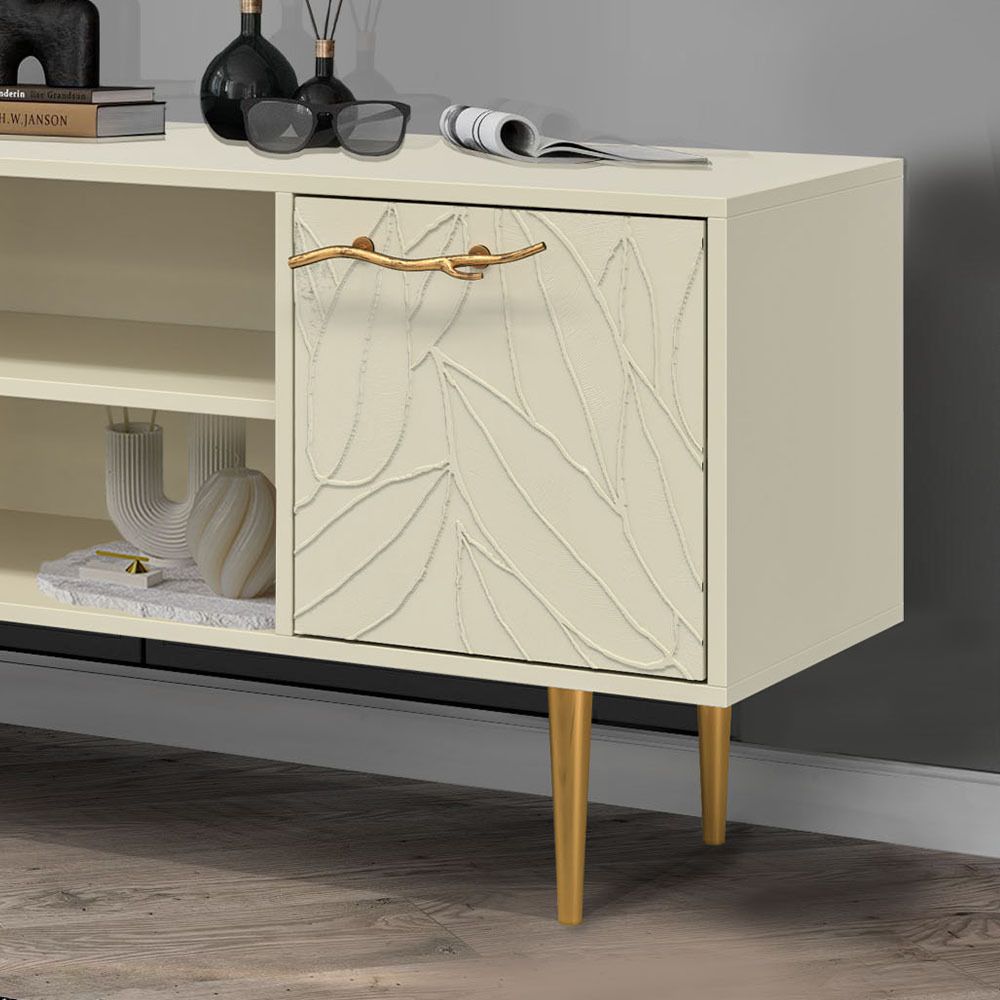 Тумба под ТВ Арт Колор leaves 117см Стайл Голд Серый шелк