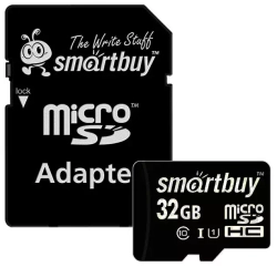 Карта памяти MicroSD 32-GB Smartbuy Class 10 с адаптеров