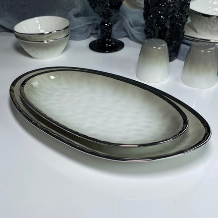 Lenardi 122-128 Набор из 2 овальных блюд 25,5/30,5см TORONTO GREY в под.уп.(х12)Фарфор