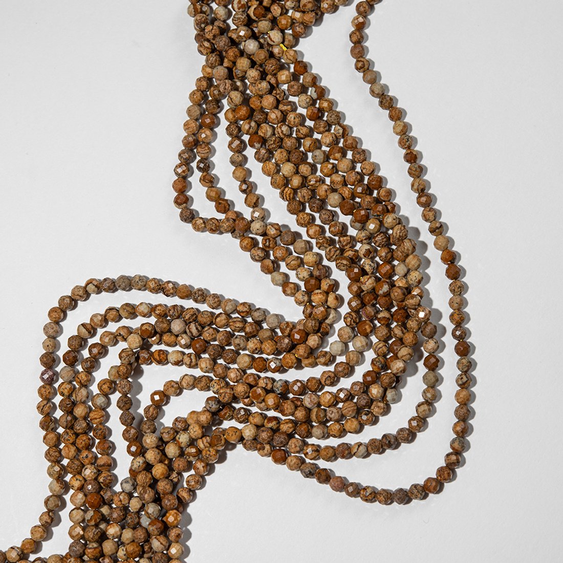 Известняк окварцованный (пейзажная яшма) натуральный, 4,1мм, шар, микроогранка