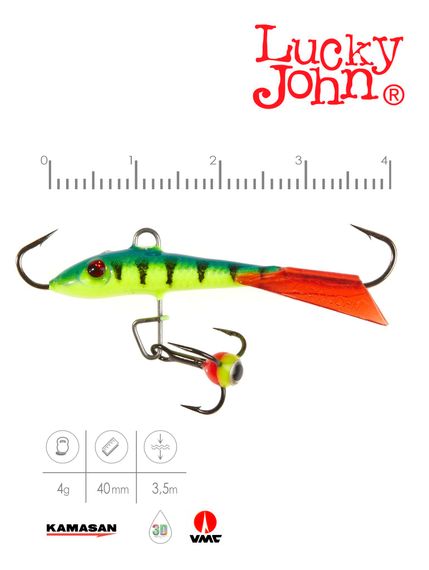 Балансир Lucky John FIN 3 с тр. 40мм/36RT блистер