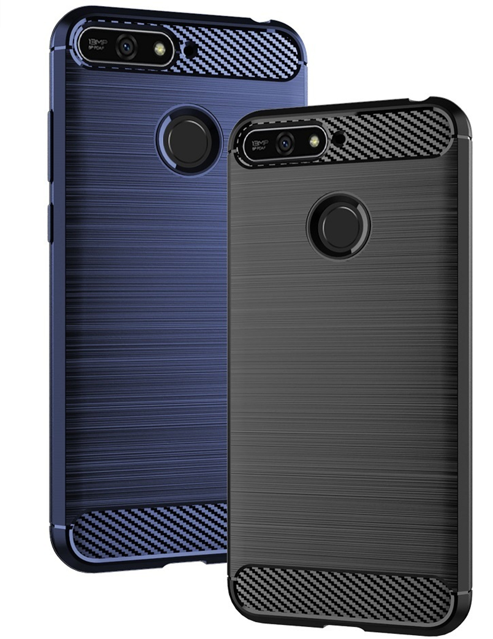 Чехол для Huawei Y6 Prime 2018 (Enjoy 8E, Honor Play 7A Pro) цвет Black (черный), серия Carbon от Caseport