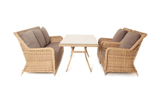 "Гляссе" обеденная группа из искусственного ротанга, цвет соломенный