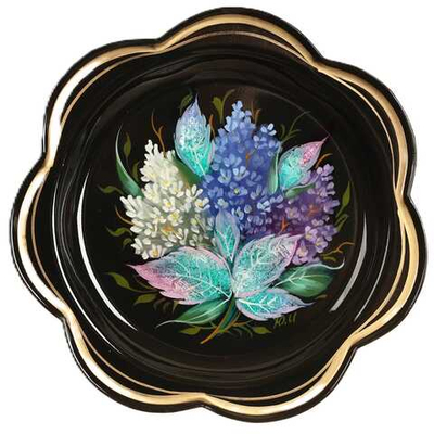 Жостовский поднос декоративный, размер 18 см (A1), металлический