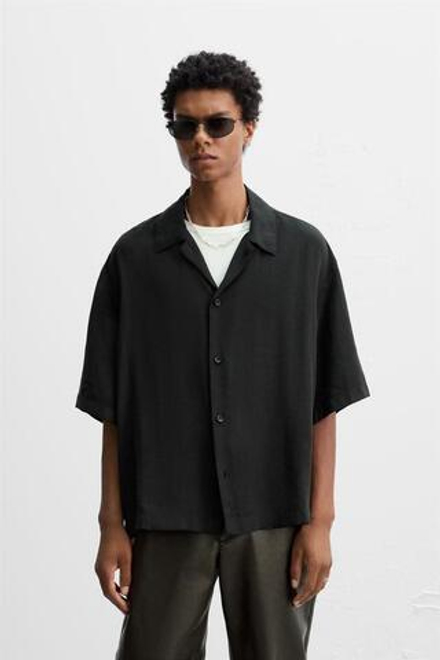 ZARA РУБАШКА ИЗ СТРУЯЩЕЙСЯ ТКАНИ — LIMITED EDITION, ЧЕРНЫЙ